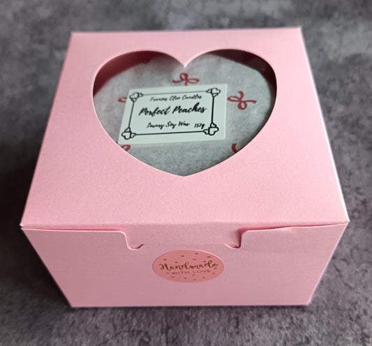 Perfect Peaches Soy Wax Candle in pink sweetheart box