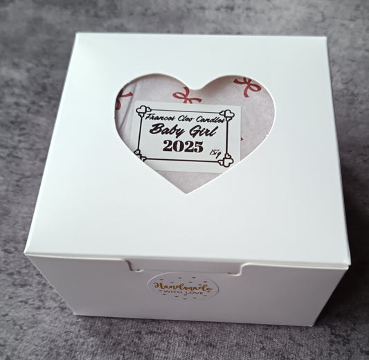 Baby Girl Soy Wax Candle in white sweetheart box