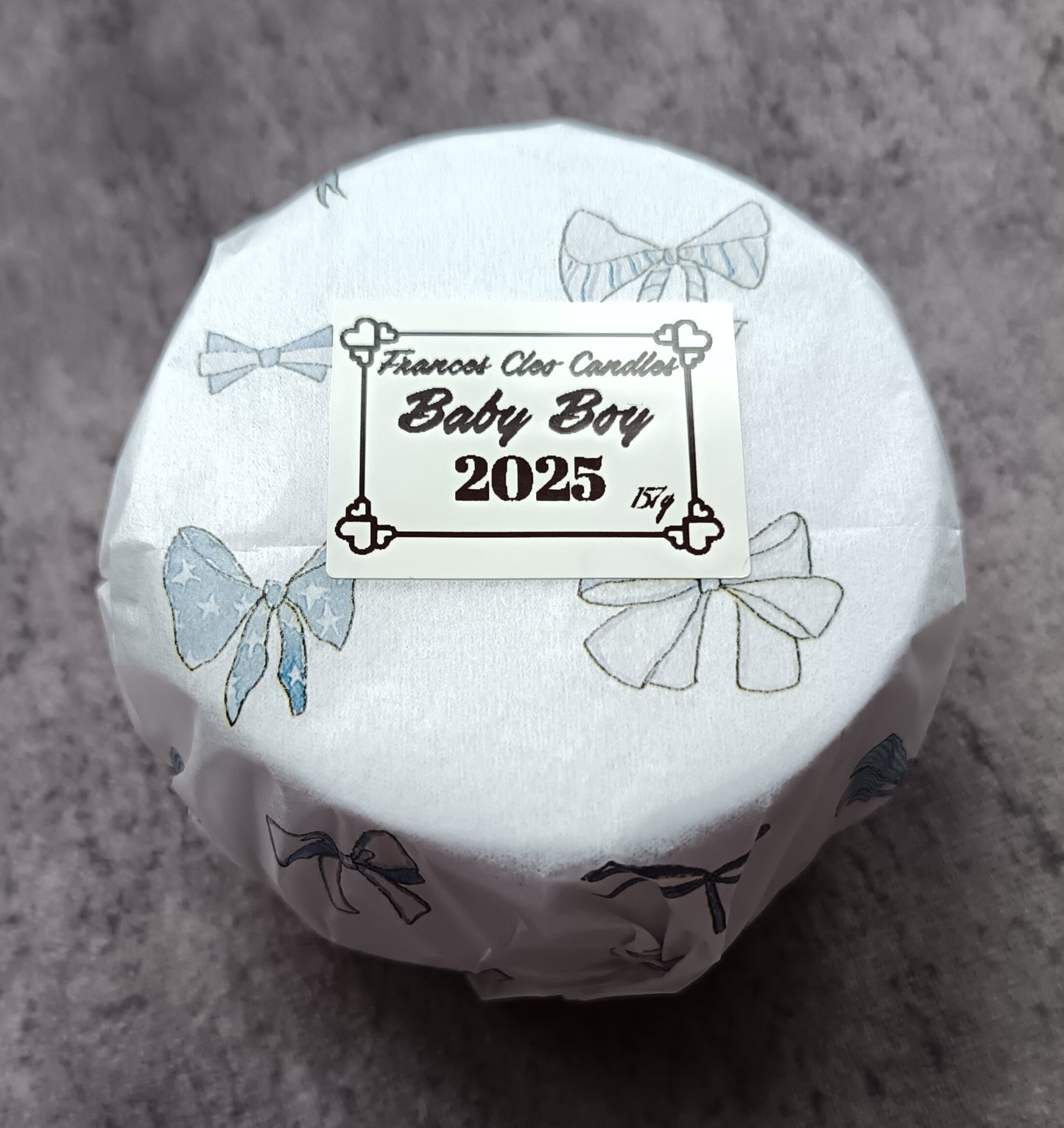 Baby Boy Soy Wax Candle in white sweetheart box