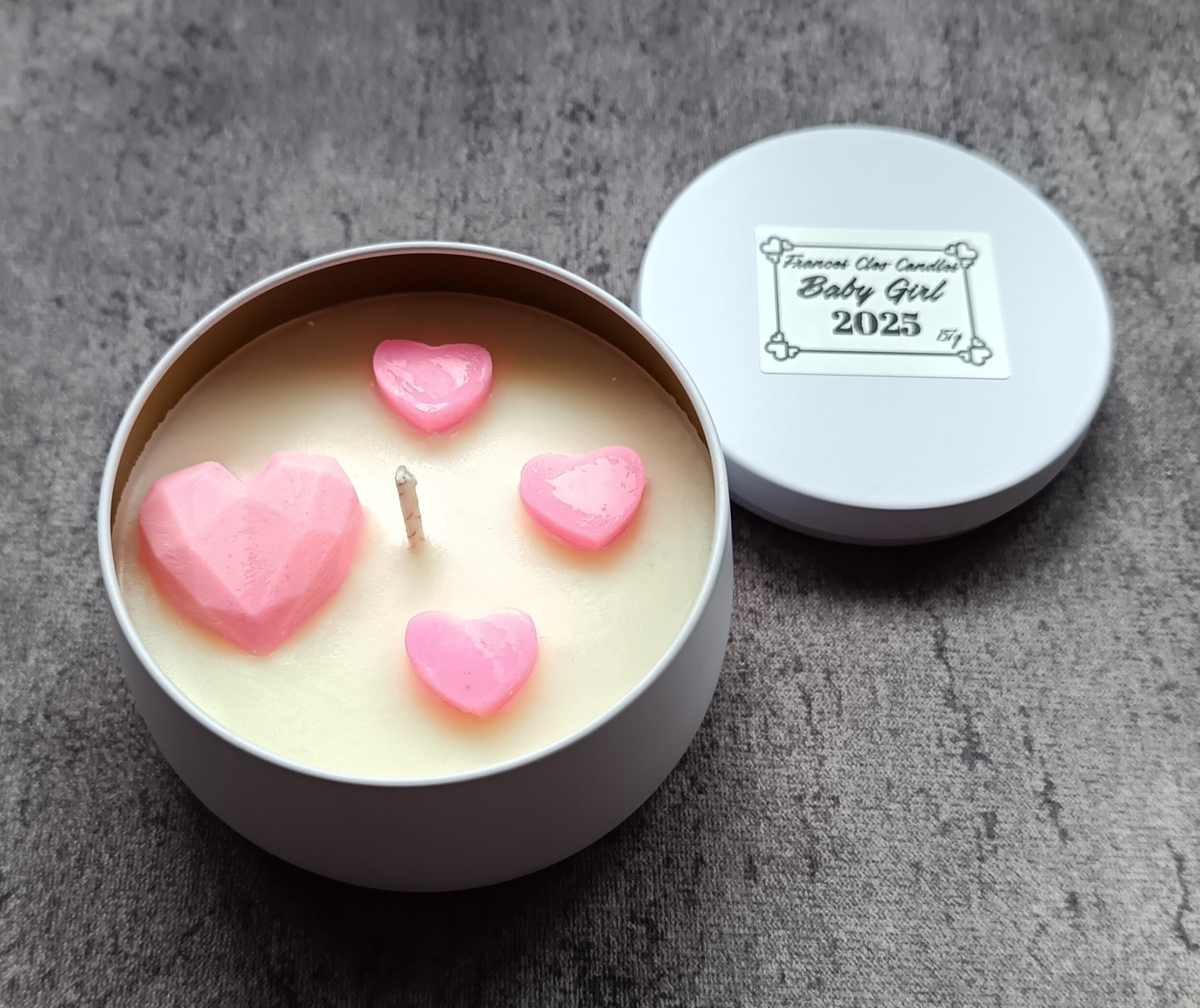 Baby Girl Soy Wax Candle in white sweetheart box